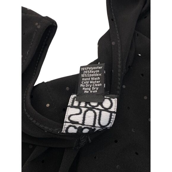 Clara Sun Woo Black Cold Shoulder Tunic Sparkle Reflective Dots Festive Size XS - Picture 7 of 8